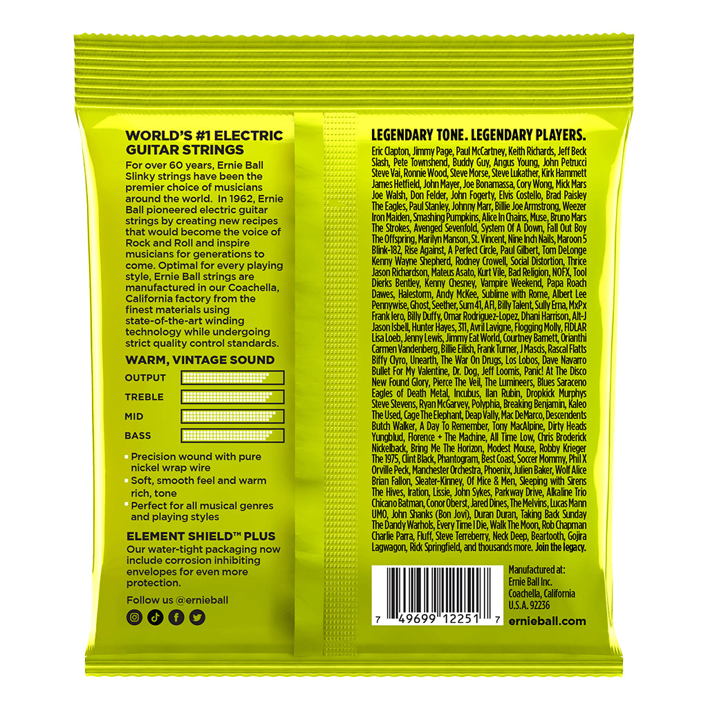 Ernie Ball Regular Slinky Classic Rock n Roll Pure Nickel Wrap Electric Guitar Strings - 10-46 Gauge