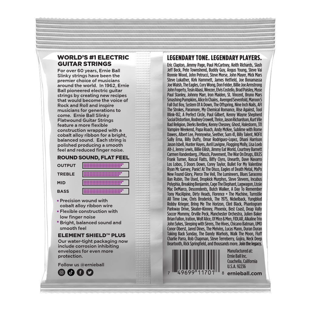 Ernie Ball Power Slinky Flatwound Electric Guitar Strings 11 48 gauge