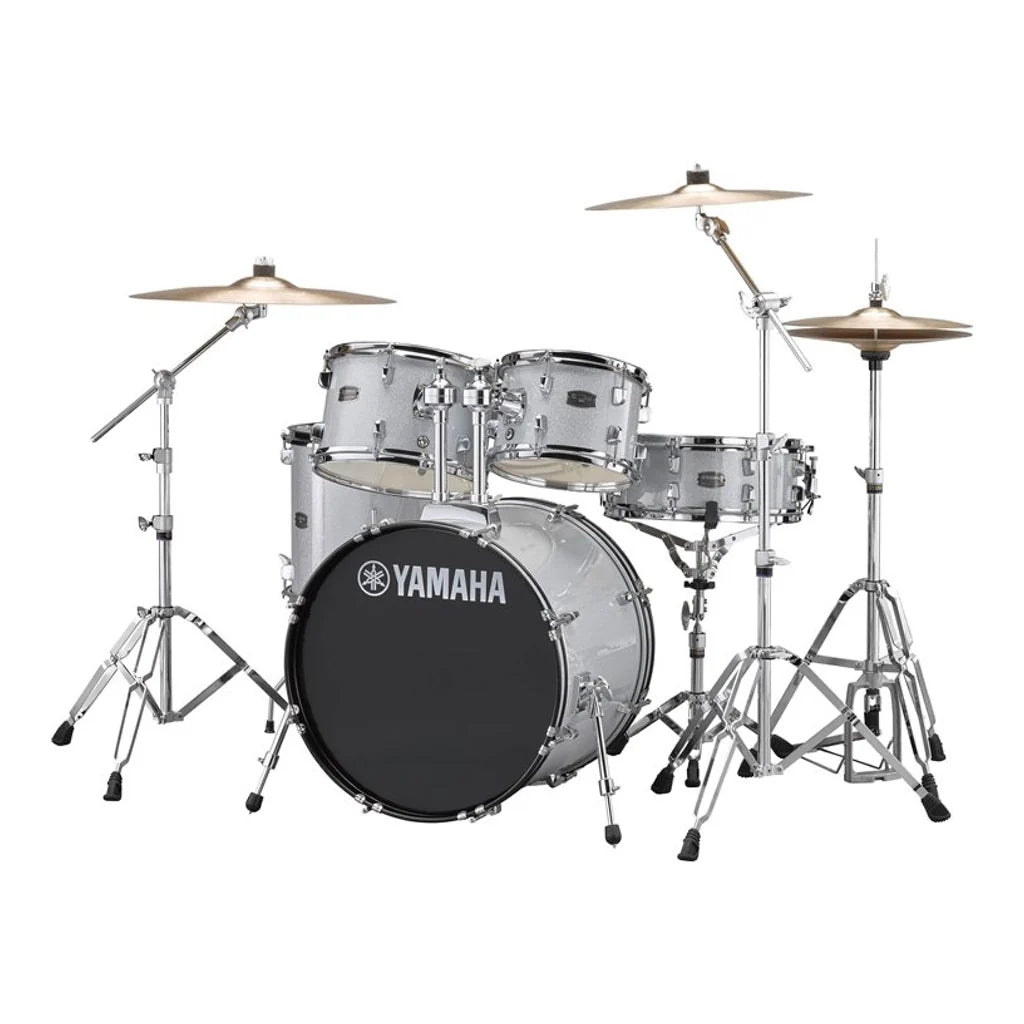 Yamaha - Rydeen Fusion Size 5-Piece Complete Drum Set with Hardware and Cymbals - Silver Glitter