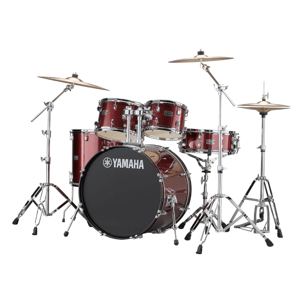 Yamaha - Rydeen Euro Size 5-Piece Complete Drum Set with Hardware and Cymbals - Burgundy Glitter