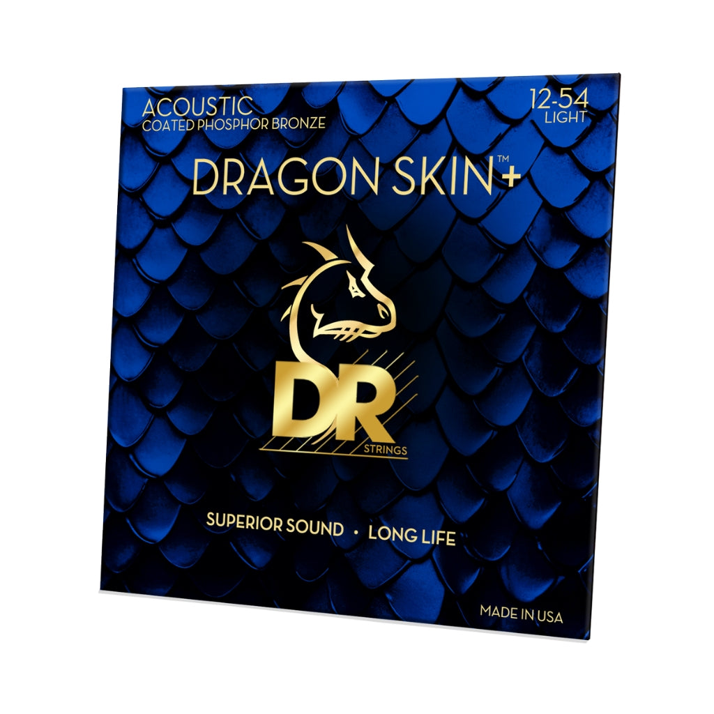 DR Strings - Dragon Skin+ Phosphor Bronze Coated Acoustic Guitar Strings - Custom Light 12-54