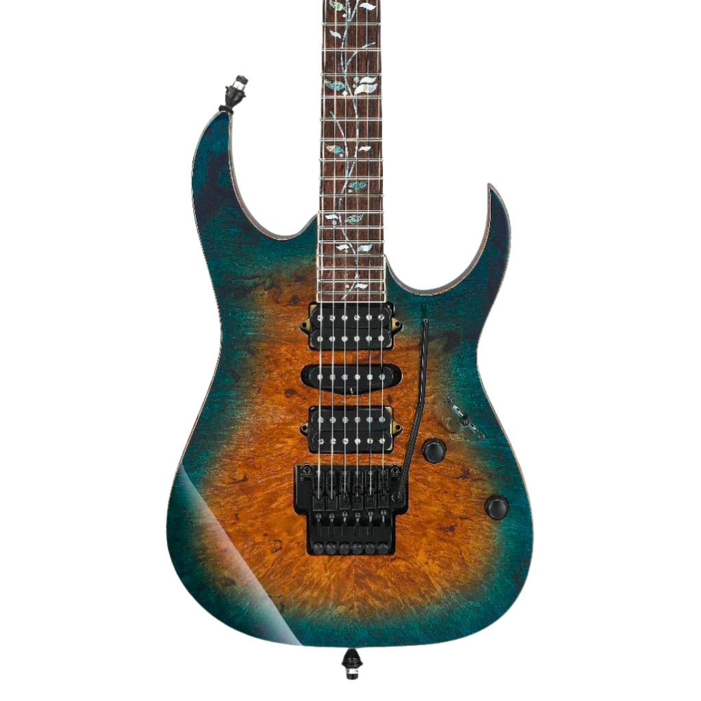 IBANEZ - RG J.Custom with Exotic Hard Maple Top Electric Guitar - Paraiba Blue Burst, Sky Music Exclusive