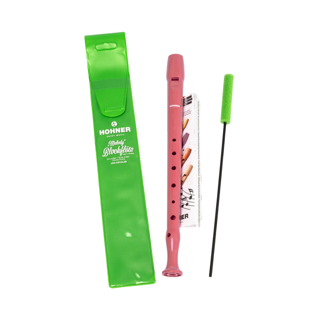 Hohner Melody Blockflote Plastic Baroque Recorder - C Soprano, Coral