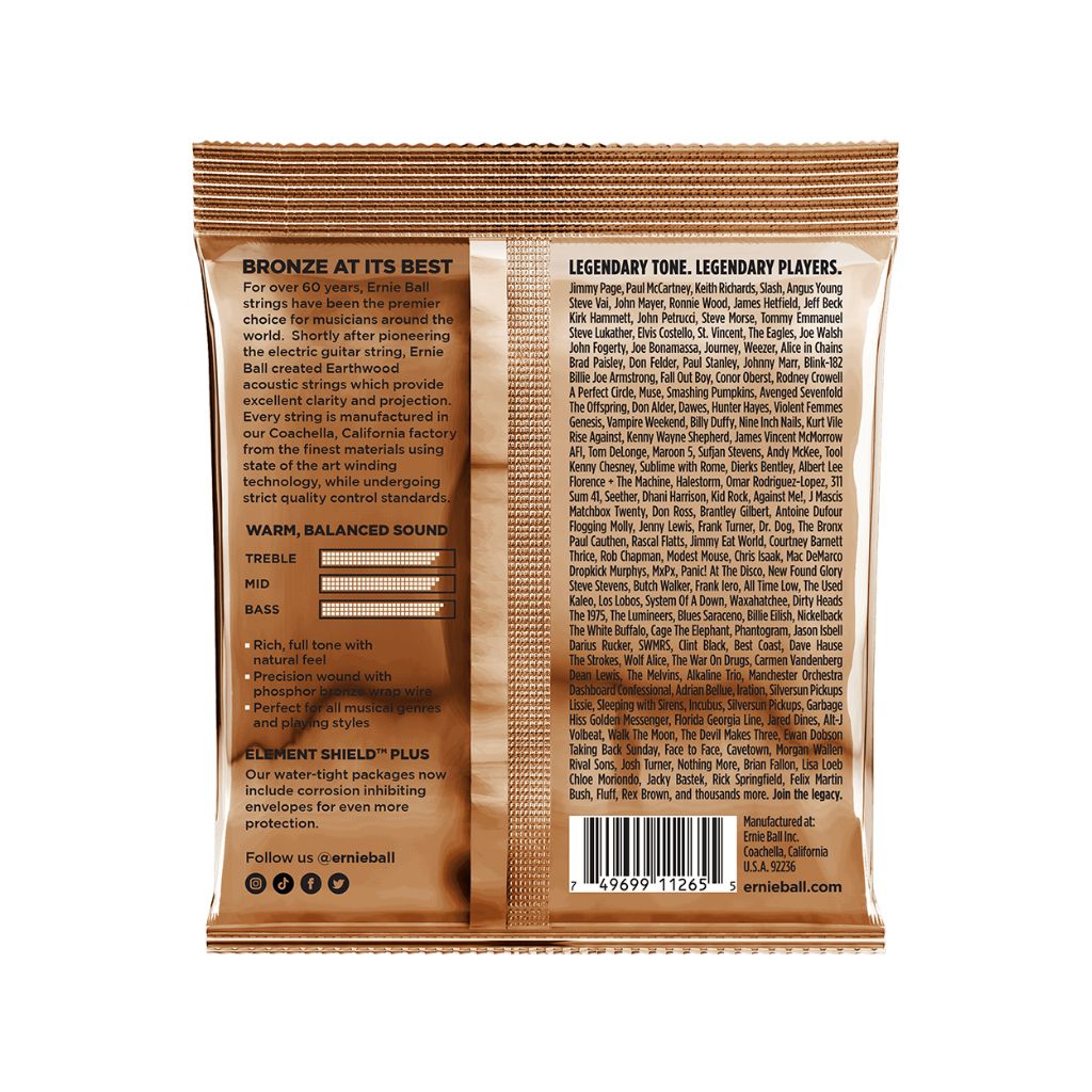 Ernie Ball Earthwood Medium Light Phosphor Bronze 12-54 Acoustic Guitar Strings - 3 Pack