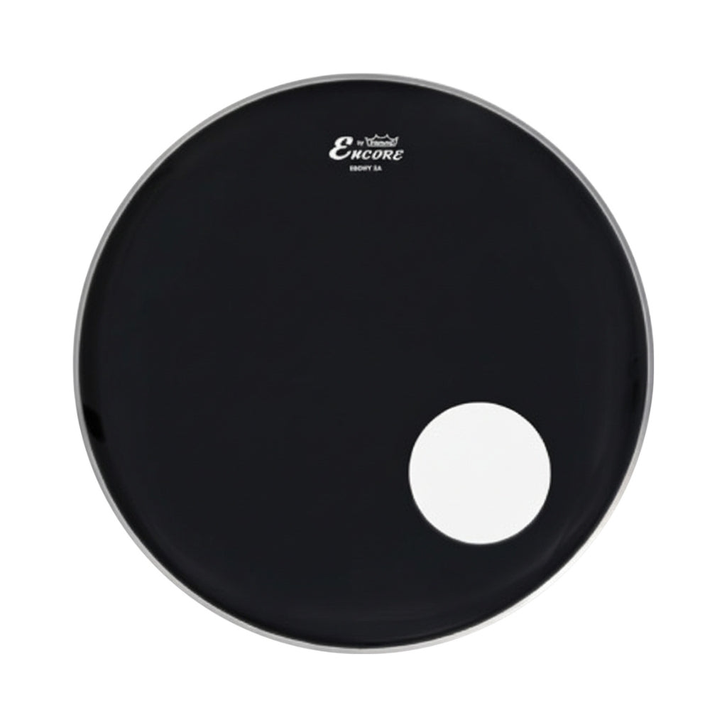 Remo Encore Ambassador Ebony with Sound Hole Resonant Drumhead - 20 inches