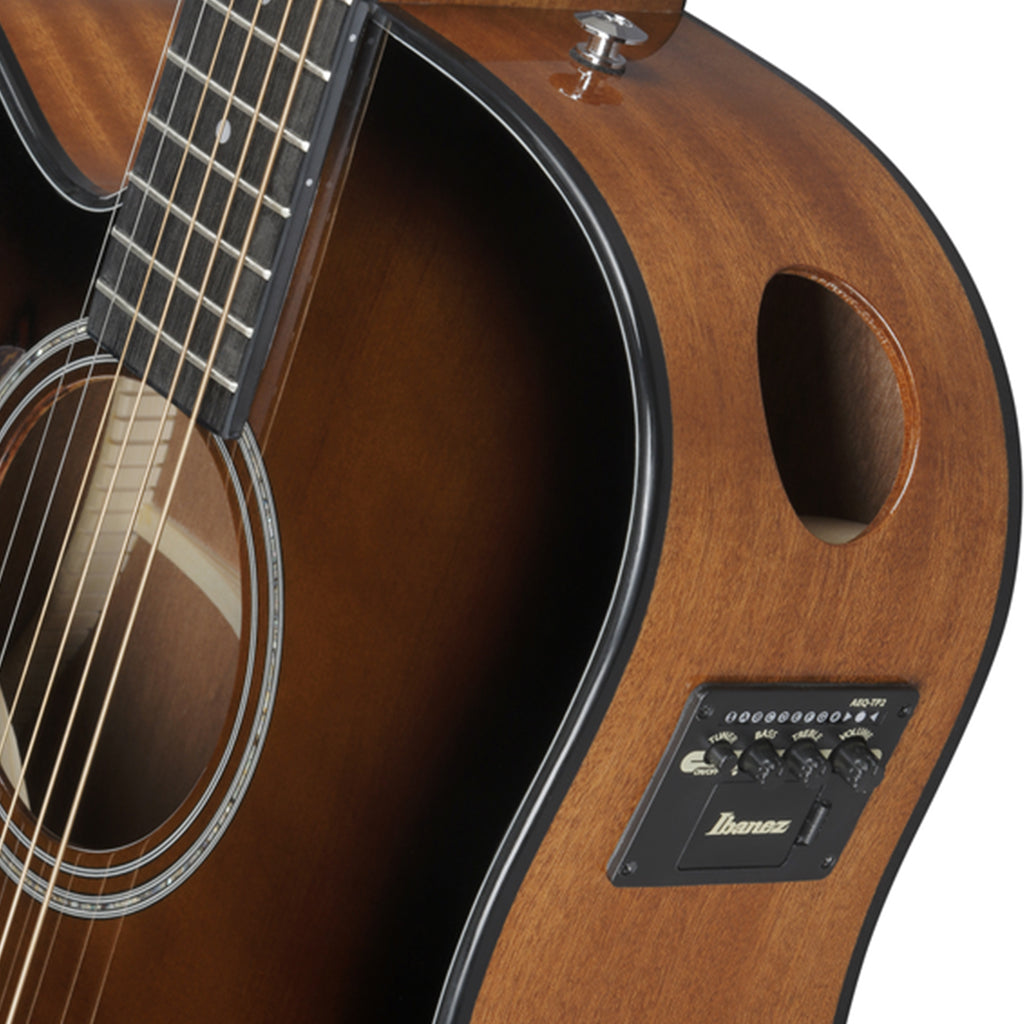Ibanez AAD51CE Dreadnought Cutaway Left Handed Acoustic Guitar w/Pickup - Dark Violin Sunburst High Gloss