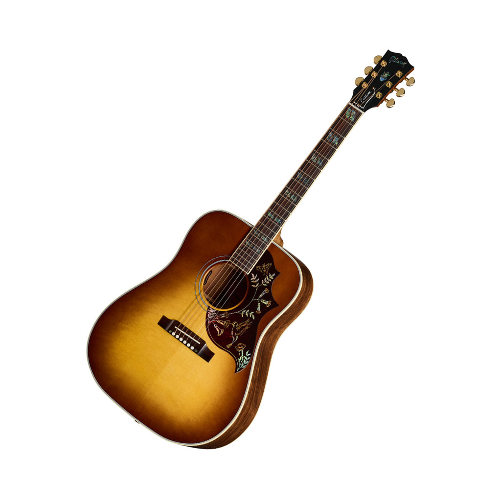 Gibson Hummingbird Elegant Koa Acoustic-Electric Guitar - Honey Burst angled
