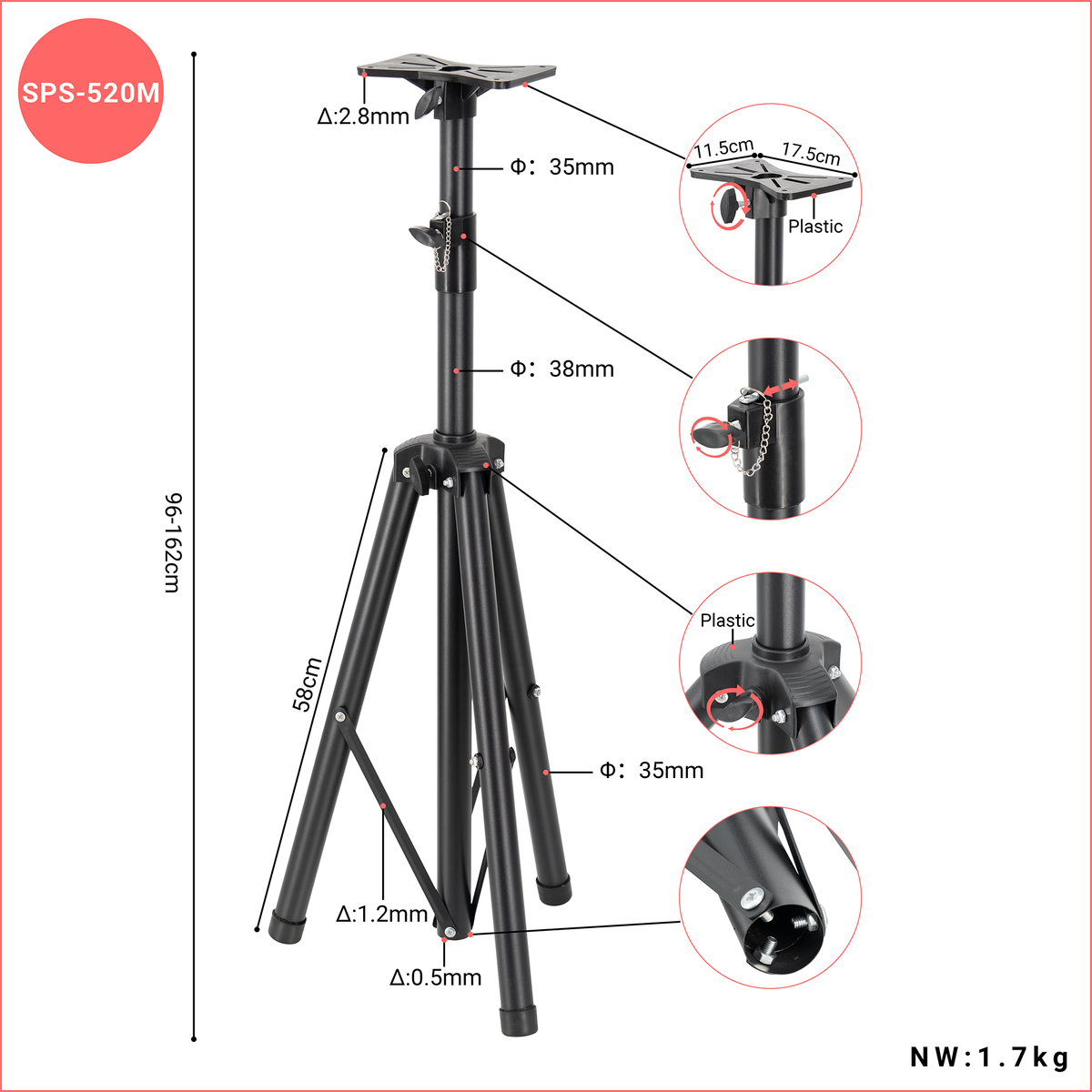 Lebeth Speaker Stand SPS-520M