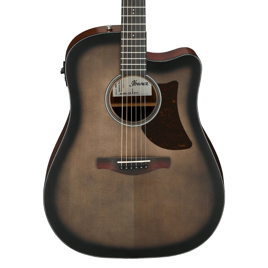 Ibanez - AAD50CE Advanced Acoustic/Electric Guitar - Transparent Charcoal Burst Low Gloss