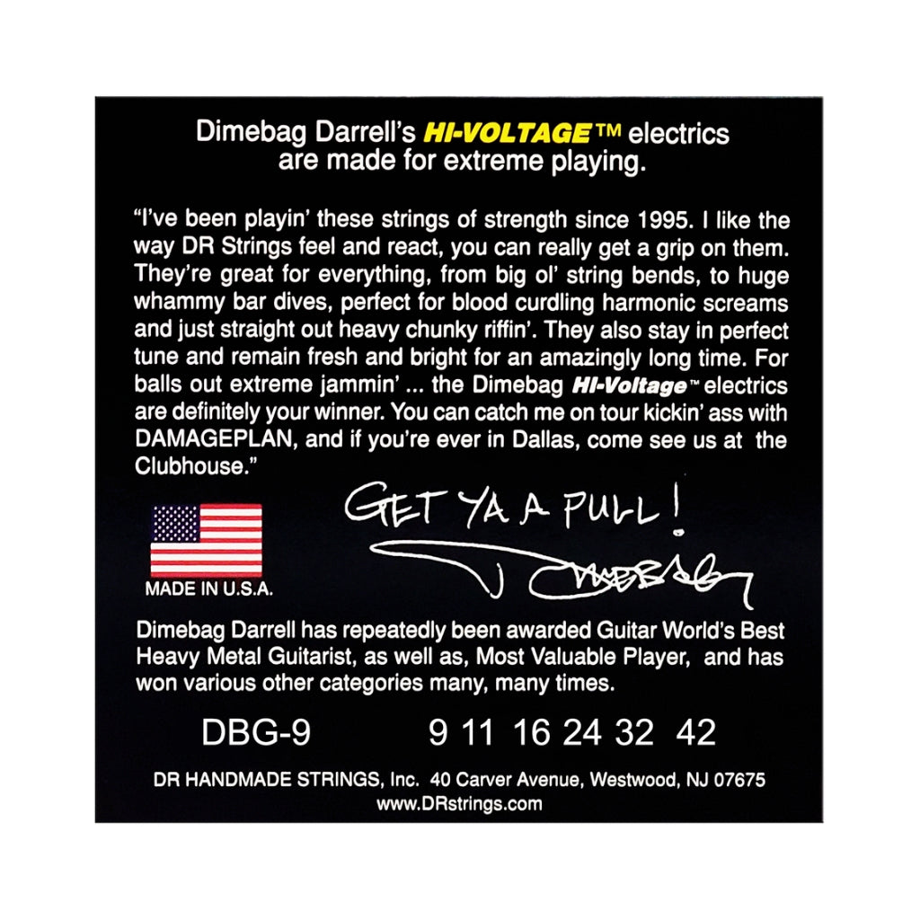 DR - Hi-Voltage Dimebag Darrell Signature Electric Guitar Strings - Light 9-42