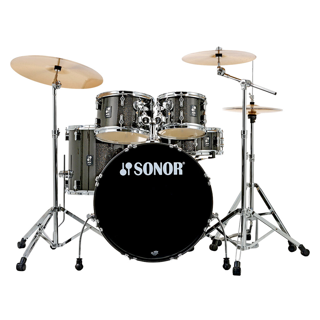 Sonor AQX Series Studio 5 Piece Kit with 1000 Series Hardware Set &amp; Cymbals Black Midnight Sparkle