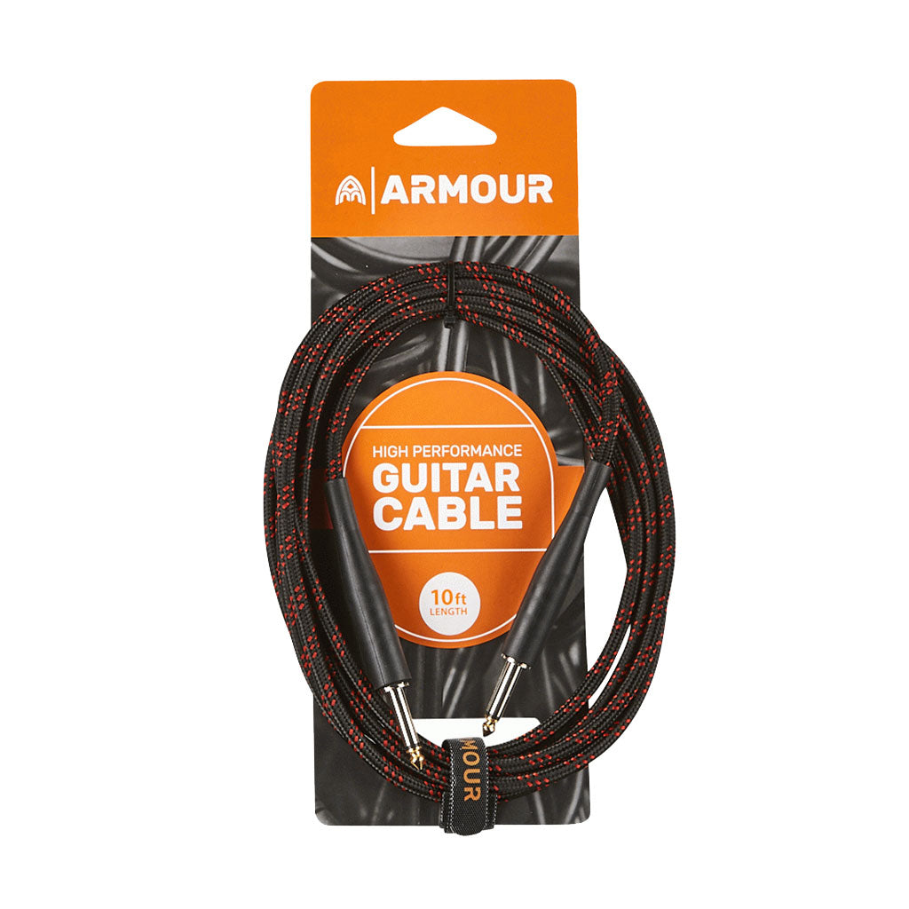 Armour GW10R Guitar 10 Foot Woven Red Stripe Lead