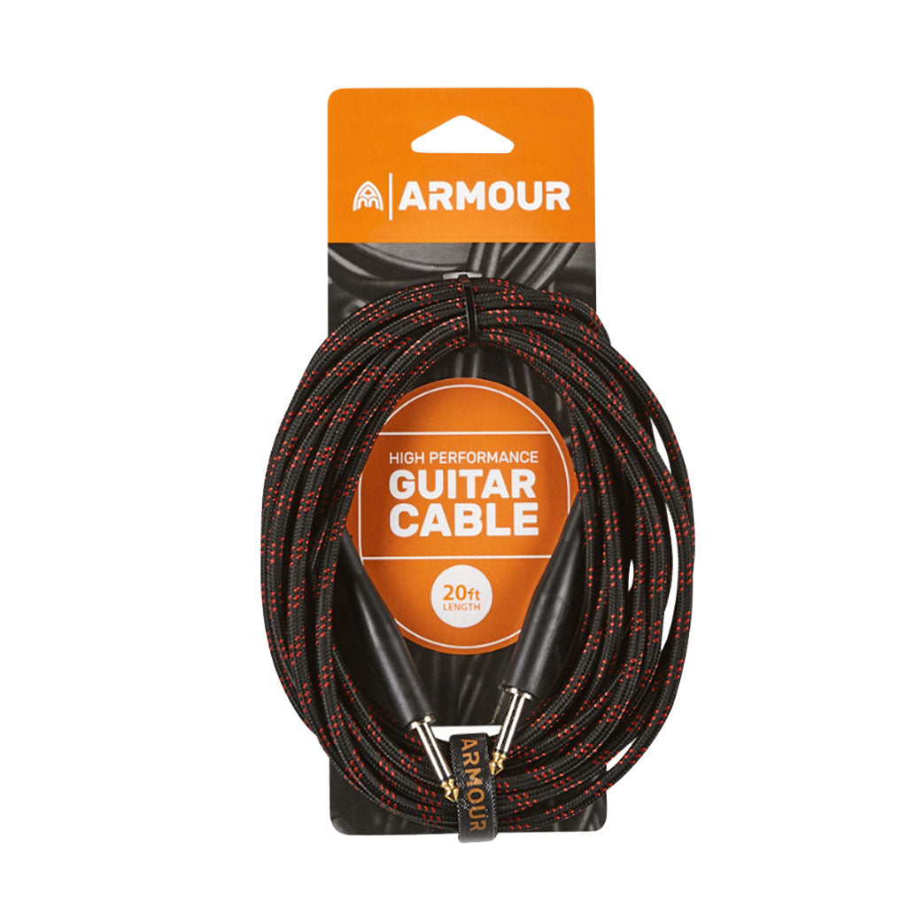 Armour GW20R Guitar 20 Foot Woven Red Stripe