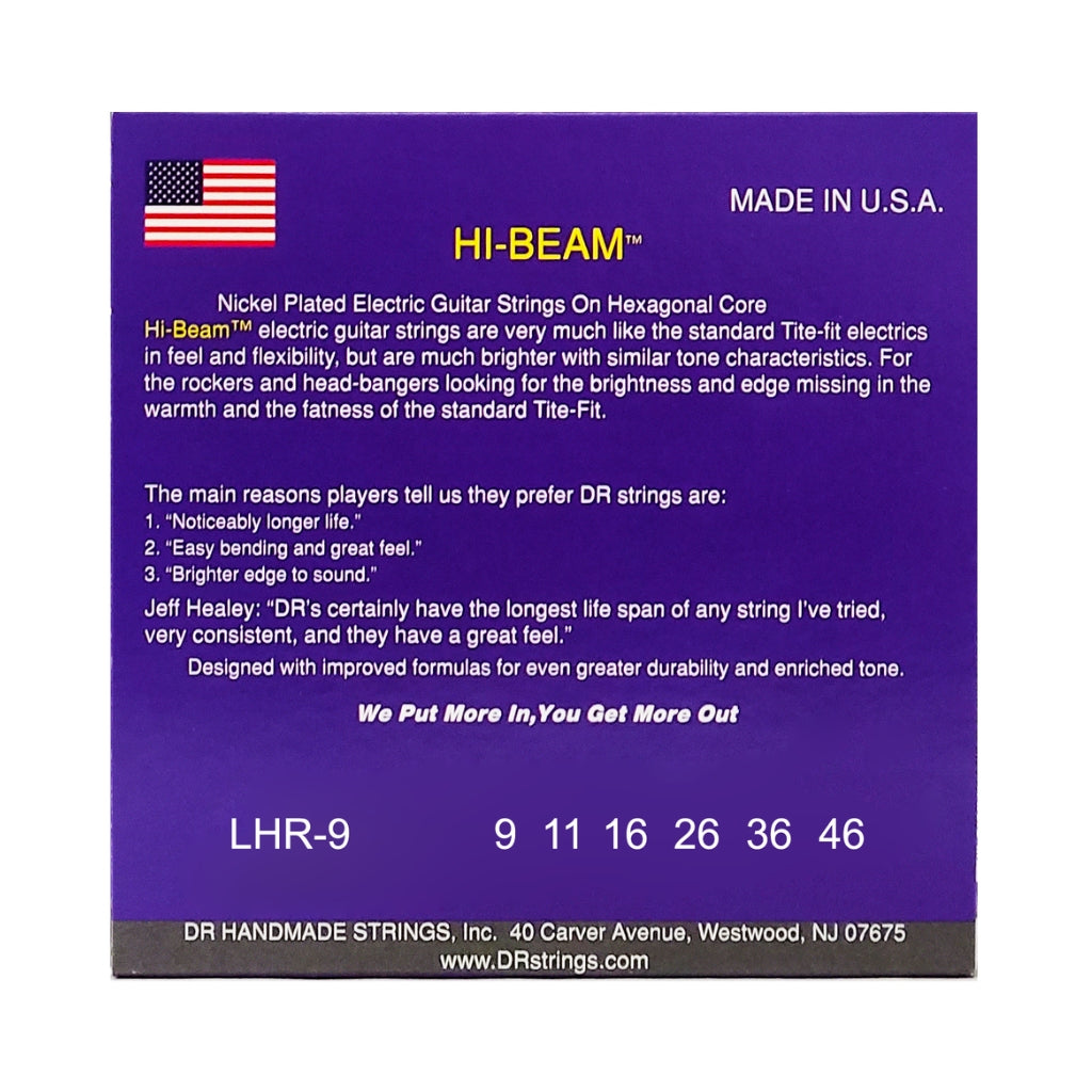 DR - Hi-Beam Nickel Plated Electric Guitar Strings - Light to Heavy 9-46
