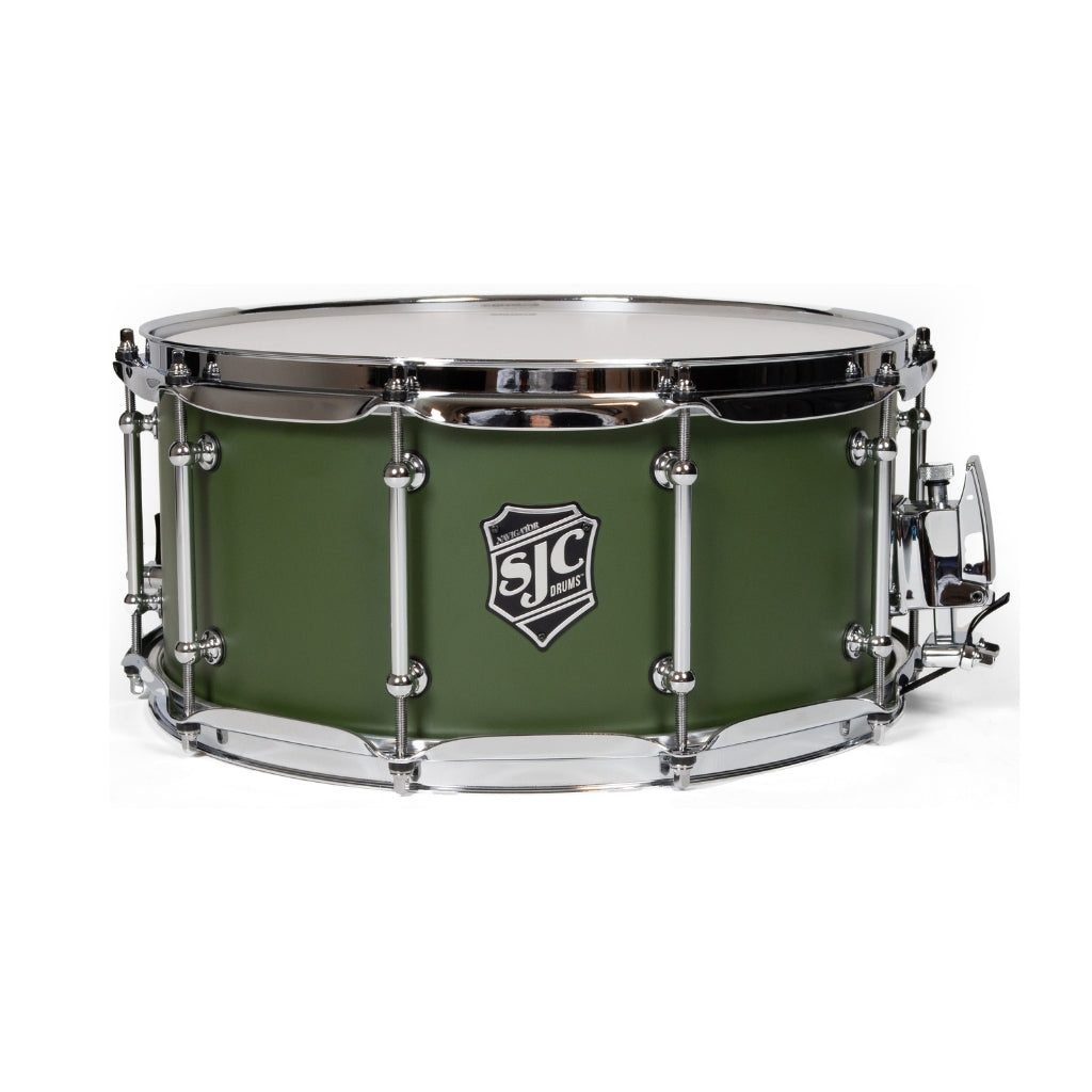 SJC Custom Drums - Navigator Snare Drum - 6.5 inches x 14 inches, Deep Olive Green