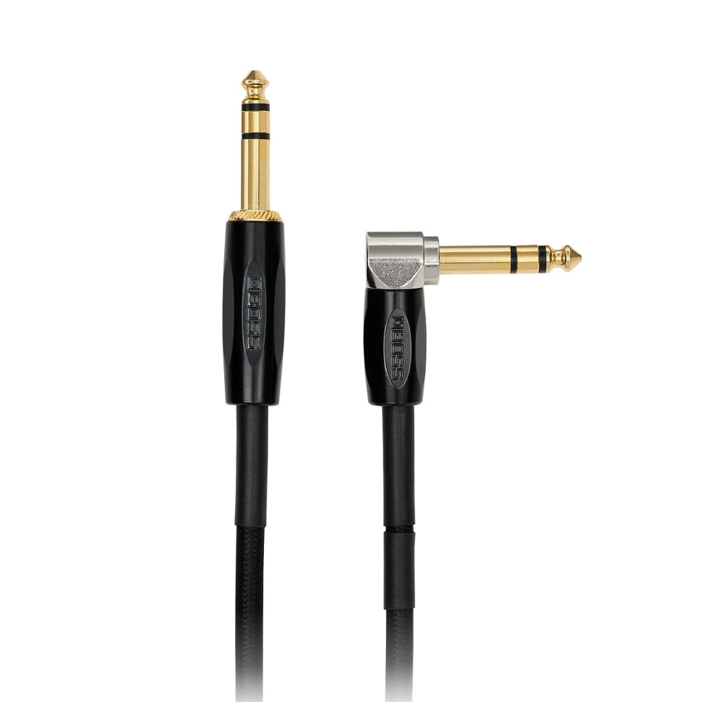 Boss - BCC-3-TRA Straight TRS to Right-Angle 1/4-in TRS - Interconnect Cable 3ft