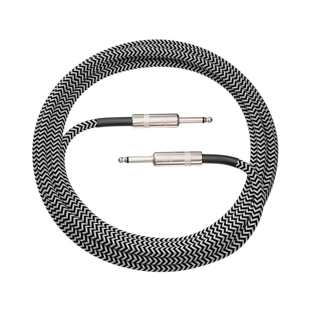 D'Addario Custom Series 15ft Braided Instrument Cable - Black & White Tweed