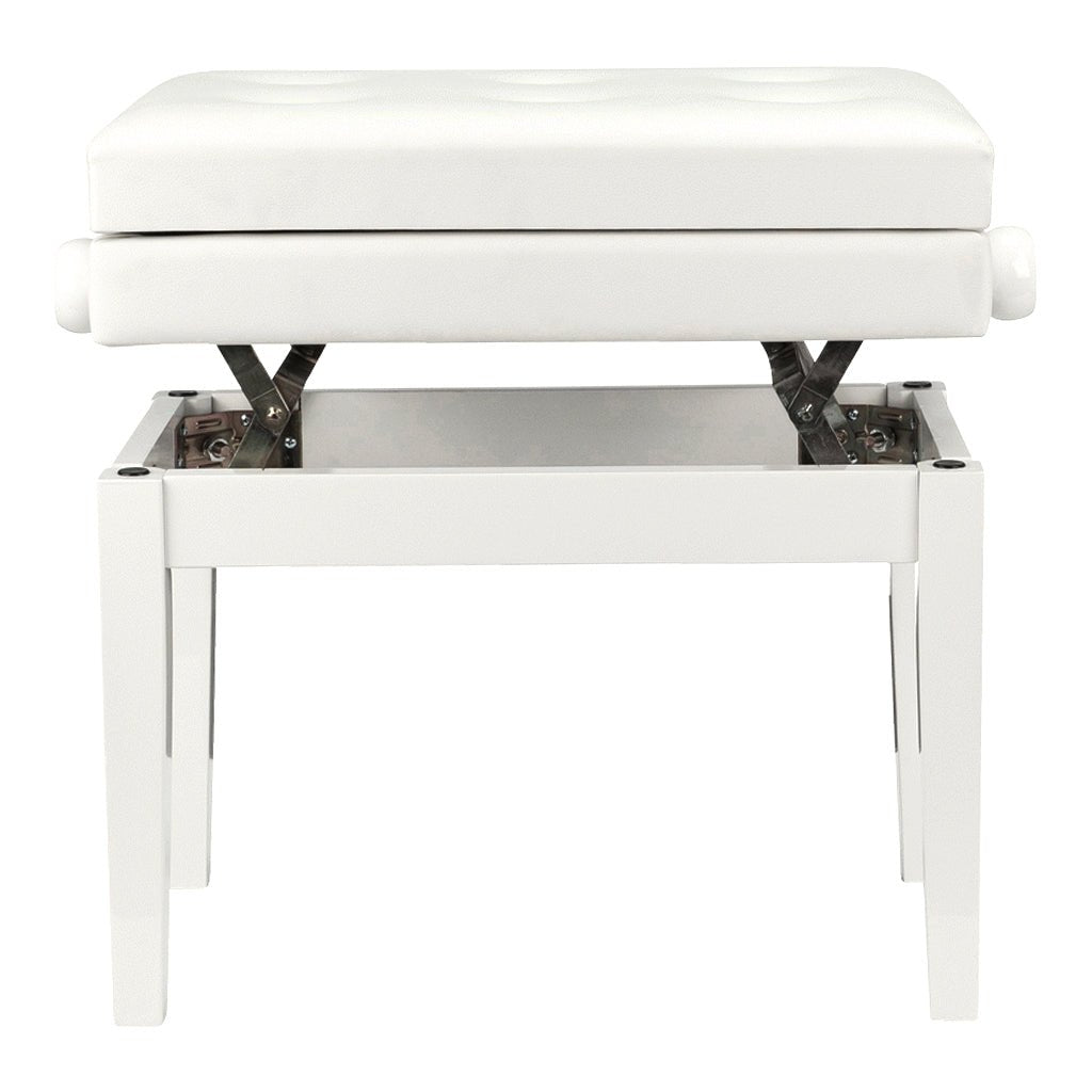 Beale BPB220WH Piano Bench Plush Cushion W/Storage Piano & Keyboard Benches Sky Music