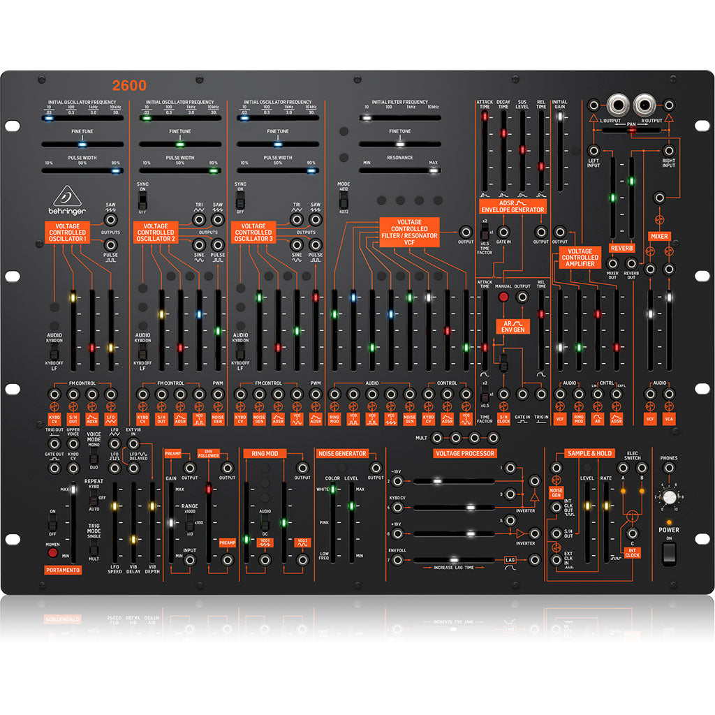 Behringer 2600 Semi-Modular Analog Synthesizer with 3 VCOs and Multi-Mode VCF in 8U Rack-Mount Format