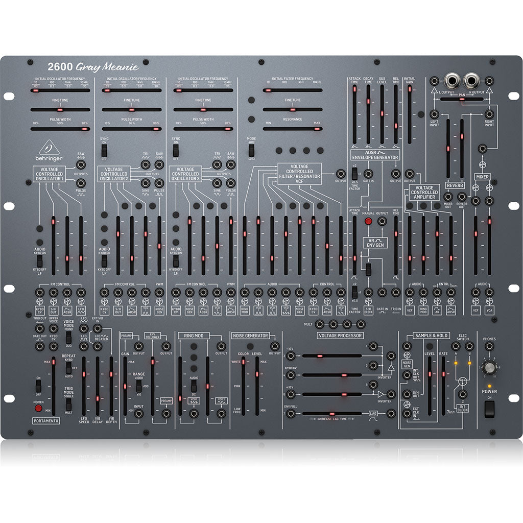 Behringer 2600 Gray Meanie Special Edition Semi-Modular Analog Synthesizer with 3 VCOs, Multi-Mode VCF and Spring Reverb in 8U Rack-Mount Format