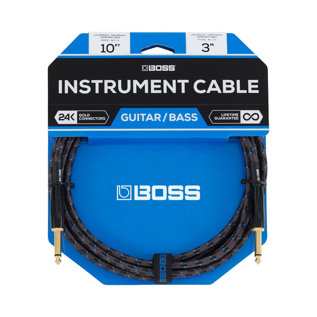 Boss - BIC-10 Straight 1/4-inch - Instrument Cable 10ft