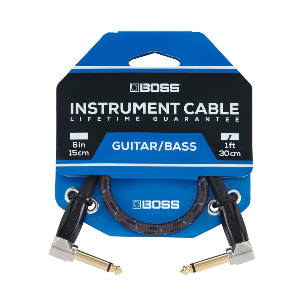 Boss - BIC3AA Right-Angle 1/4-inch TS to Same - Instrument Cable 3ft