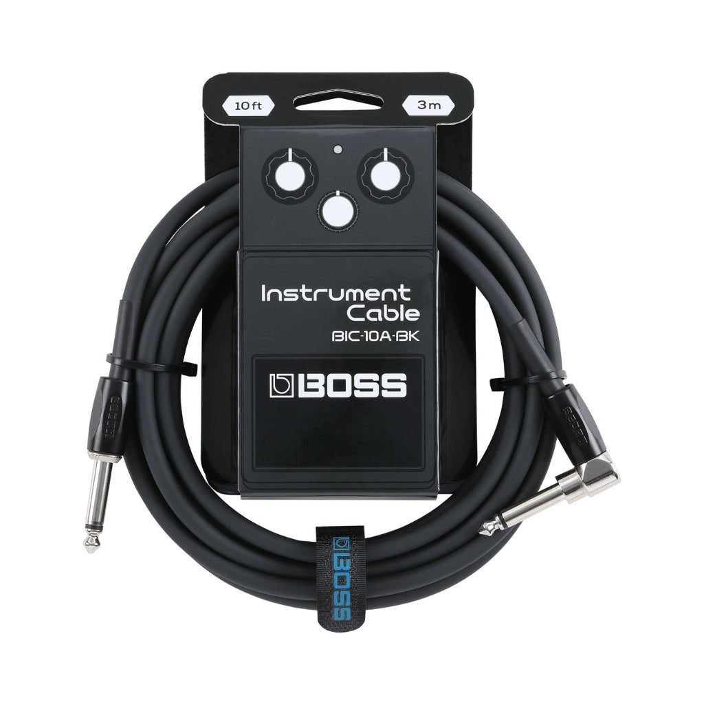 BOSS Straight to Right-Angle 1/4-inch Instrument Cable 10ft/3m AS - Black Instrument Cables Sky Music
