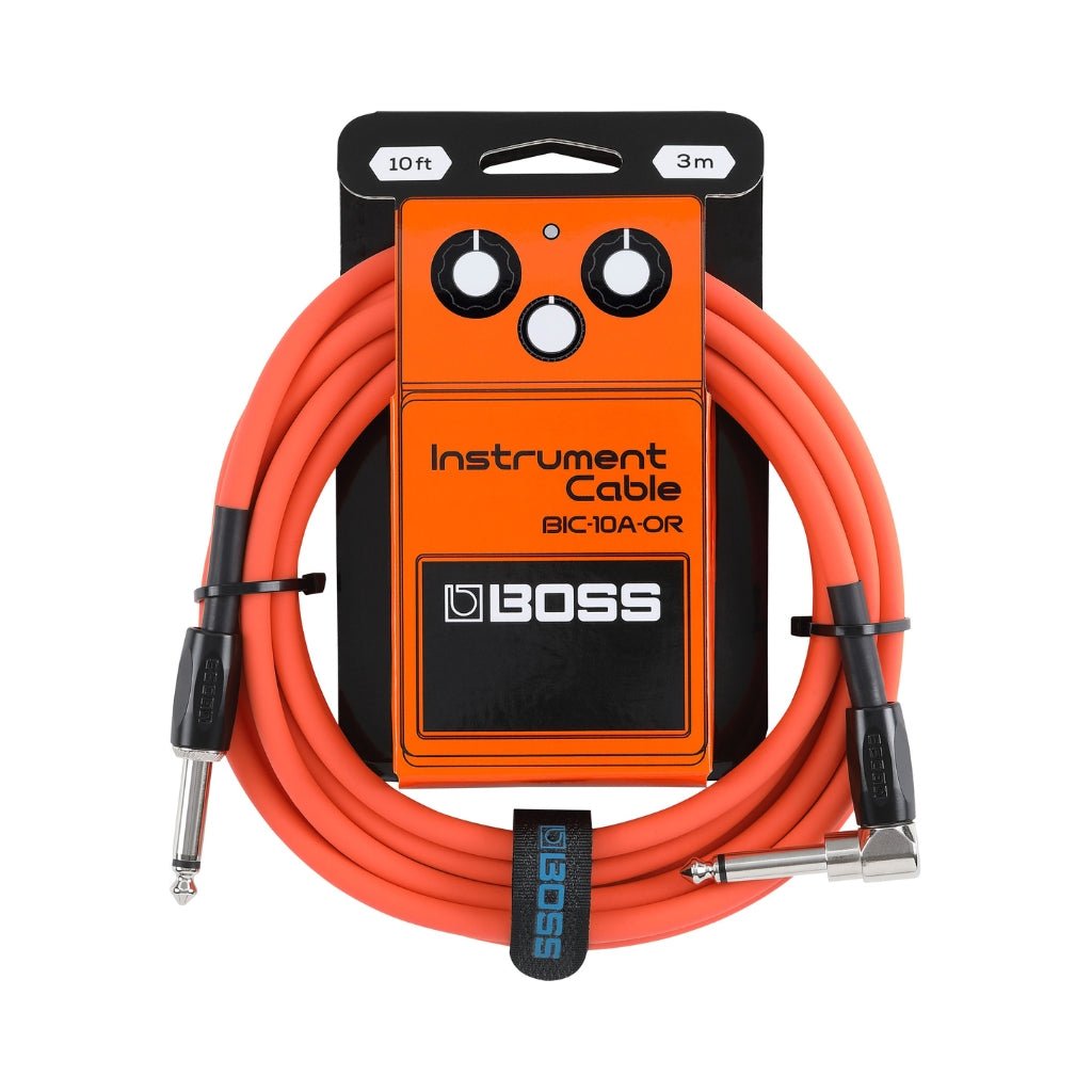 BOSS Straight to Right-Angle 1/4-inch Instrument Cable 10ft/3m AS - Orange Instrument Cables Sky Music