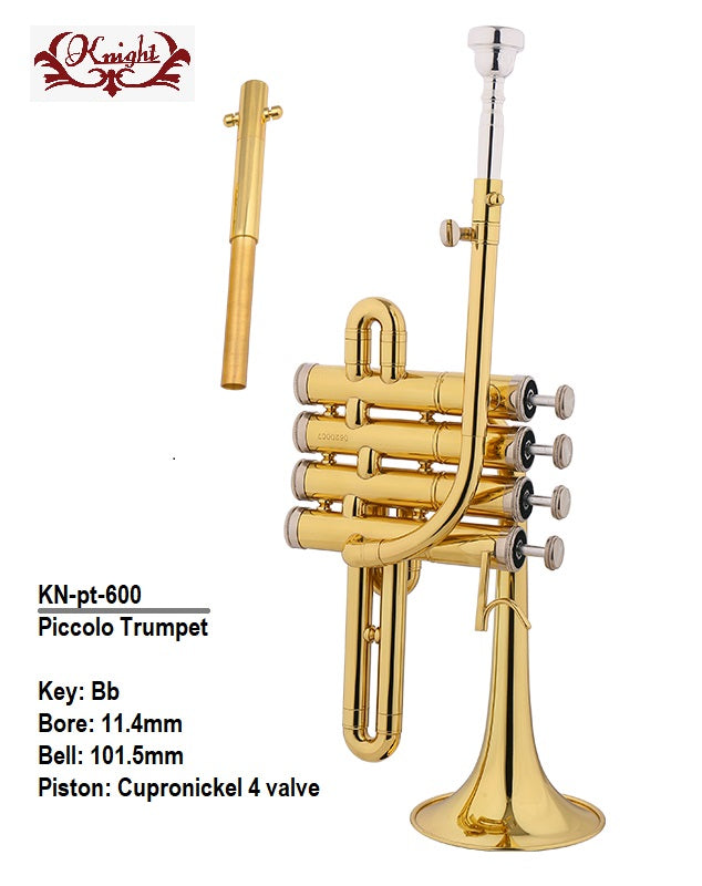 Knight Piccolo Trumpet PT-600, 4 Valve Piston, with Case