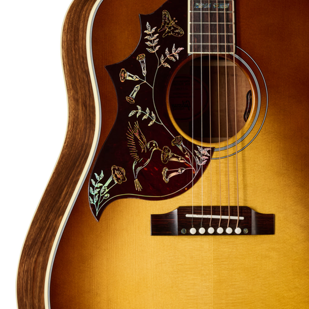 Gibson Hummingbird Elegant Koa Left Handed Acoustic-Electric Guitar - Honey Burst body