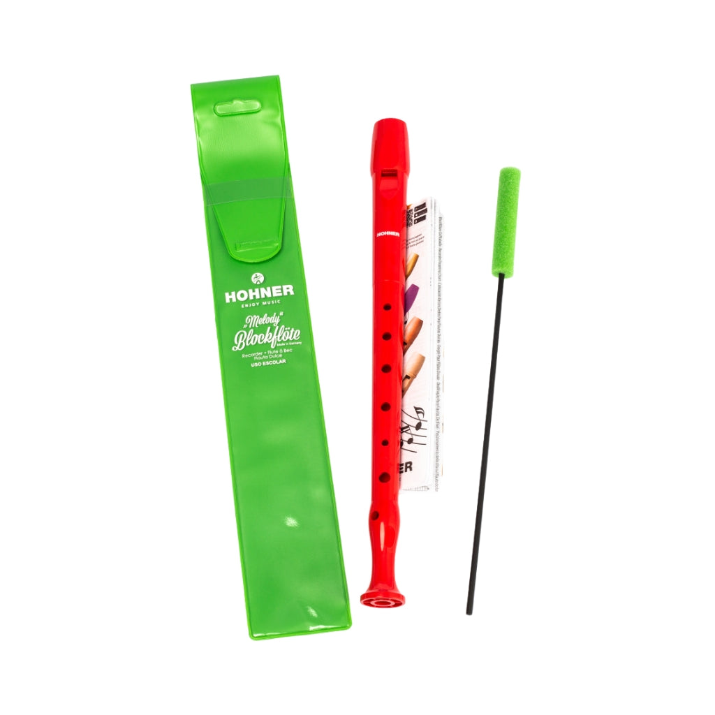 Hohner Melody Blockflote Plastic Baroque Recorder - C Soprano, Red
