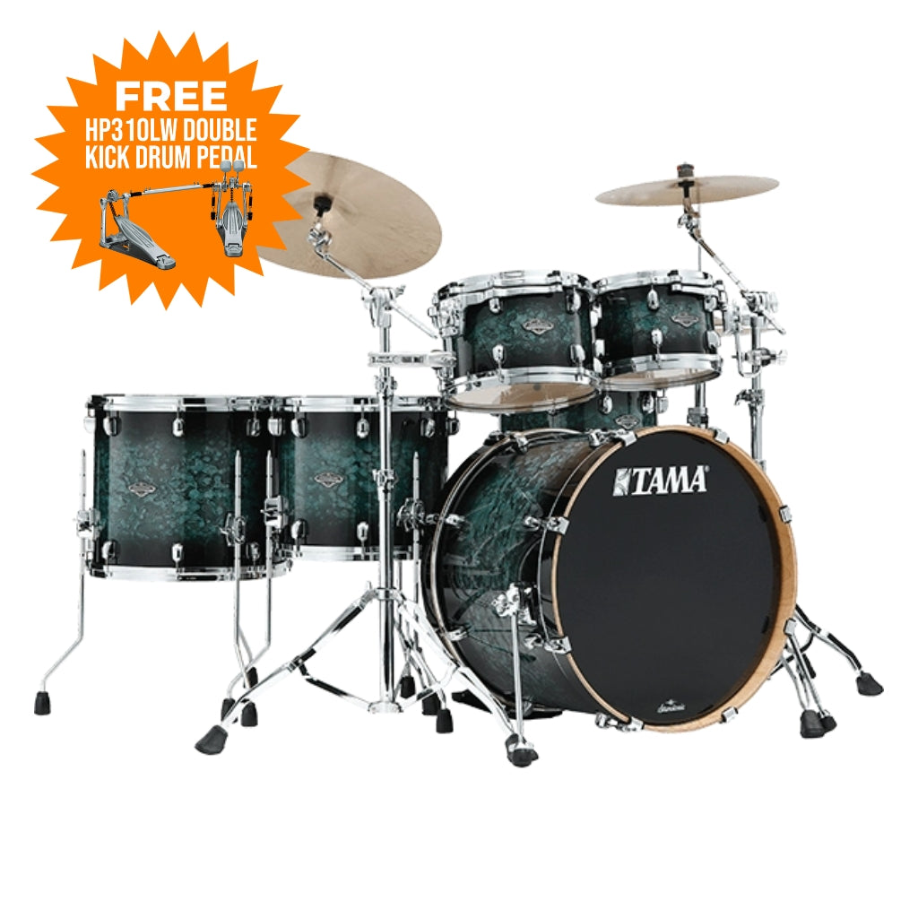 TAMA - MBS52RZS MSL Starclassic Performer 5-Piece Shell Pack - Molten Steel Blue Burst with FREE HP310LW Double Kick Drum Pedal