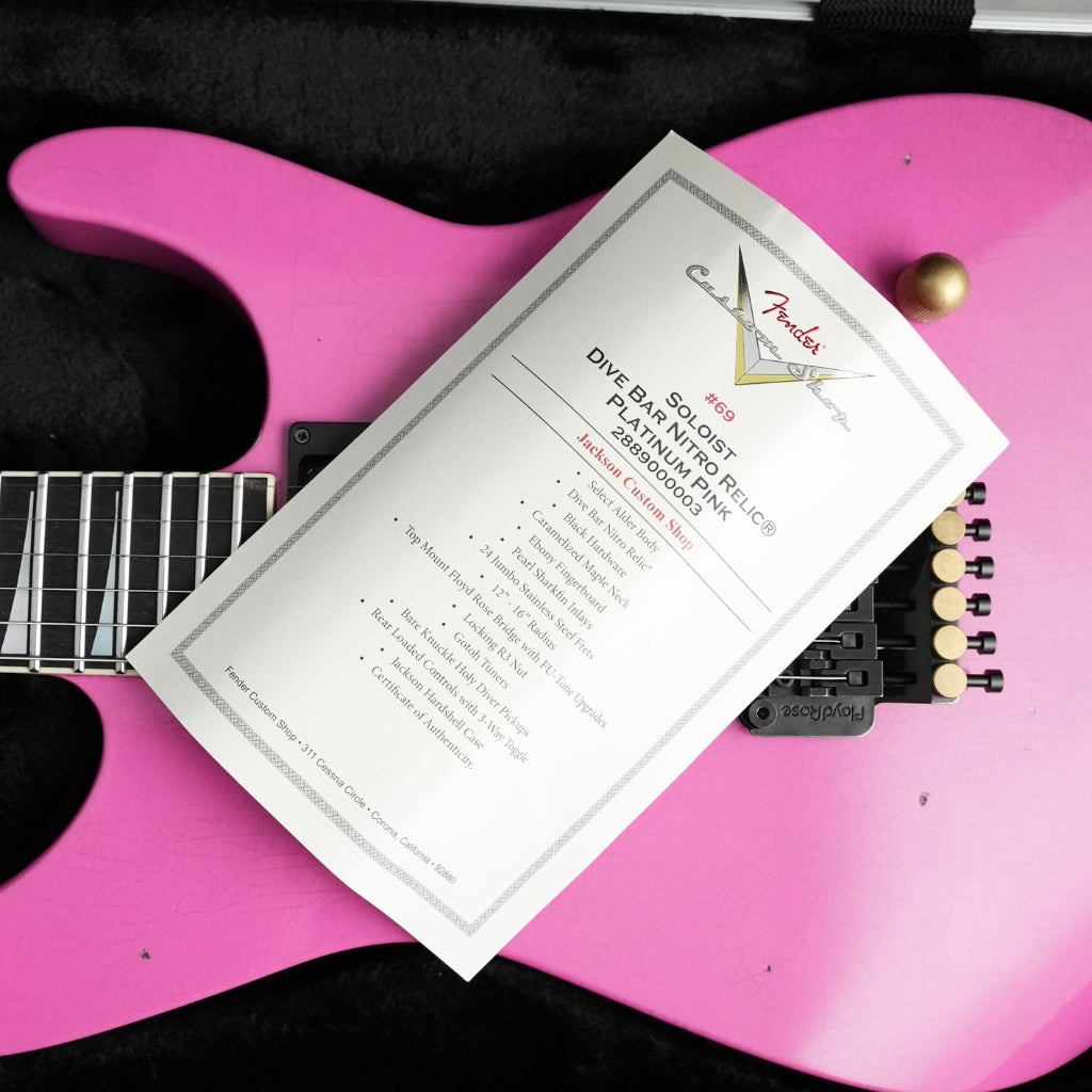 Jackson Custom Shop - Soloist Dive Bar Nitro Relic Electric Guitar - Platinum Pink