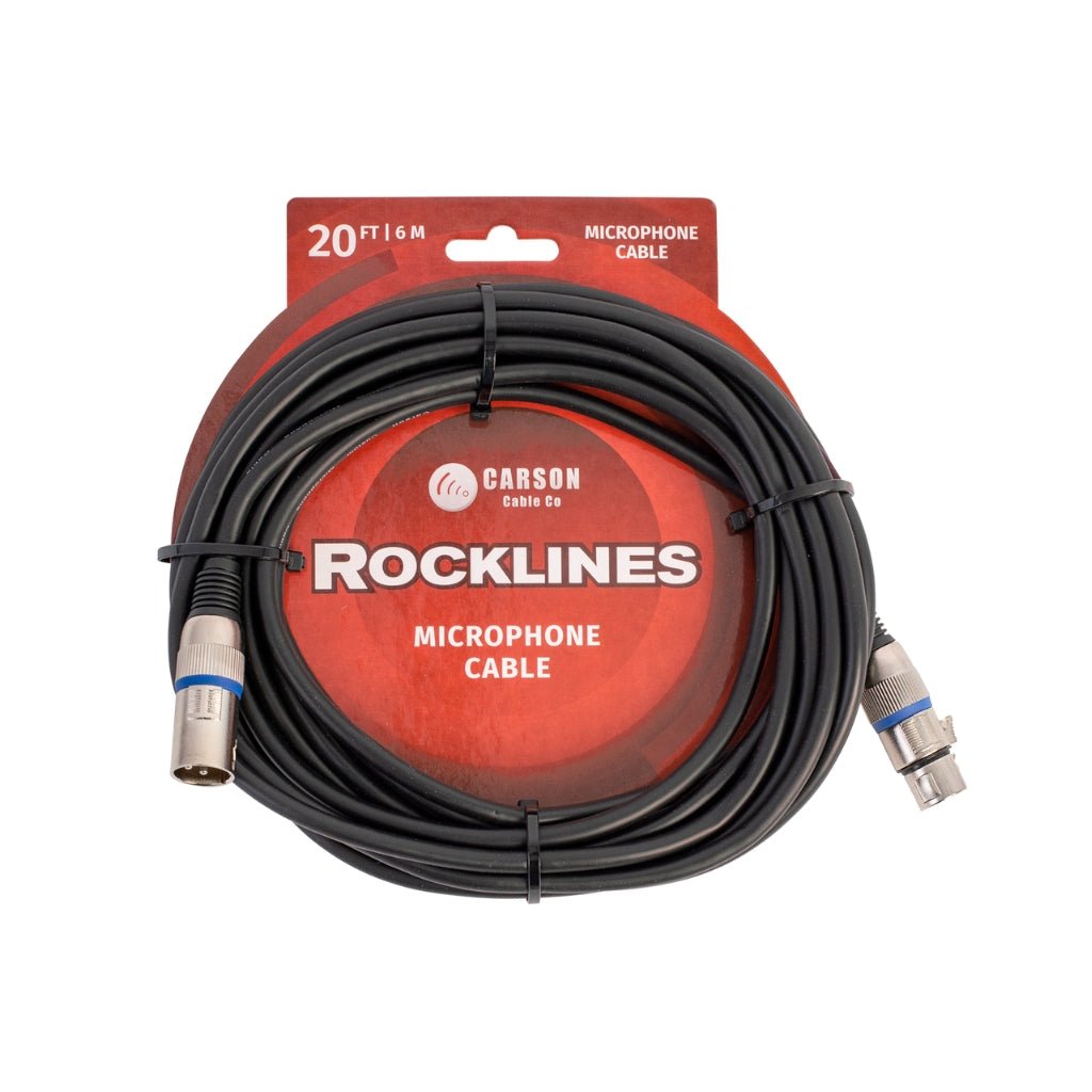 Carson Rocklines 20 ft Microphone/Audio Cable - Black Audio Cables Sky Music