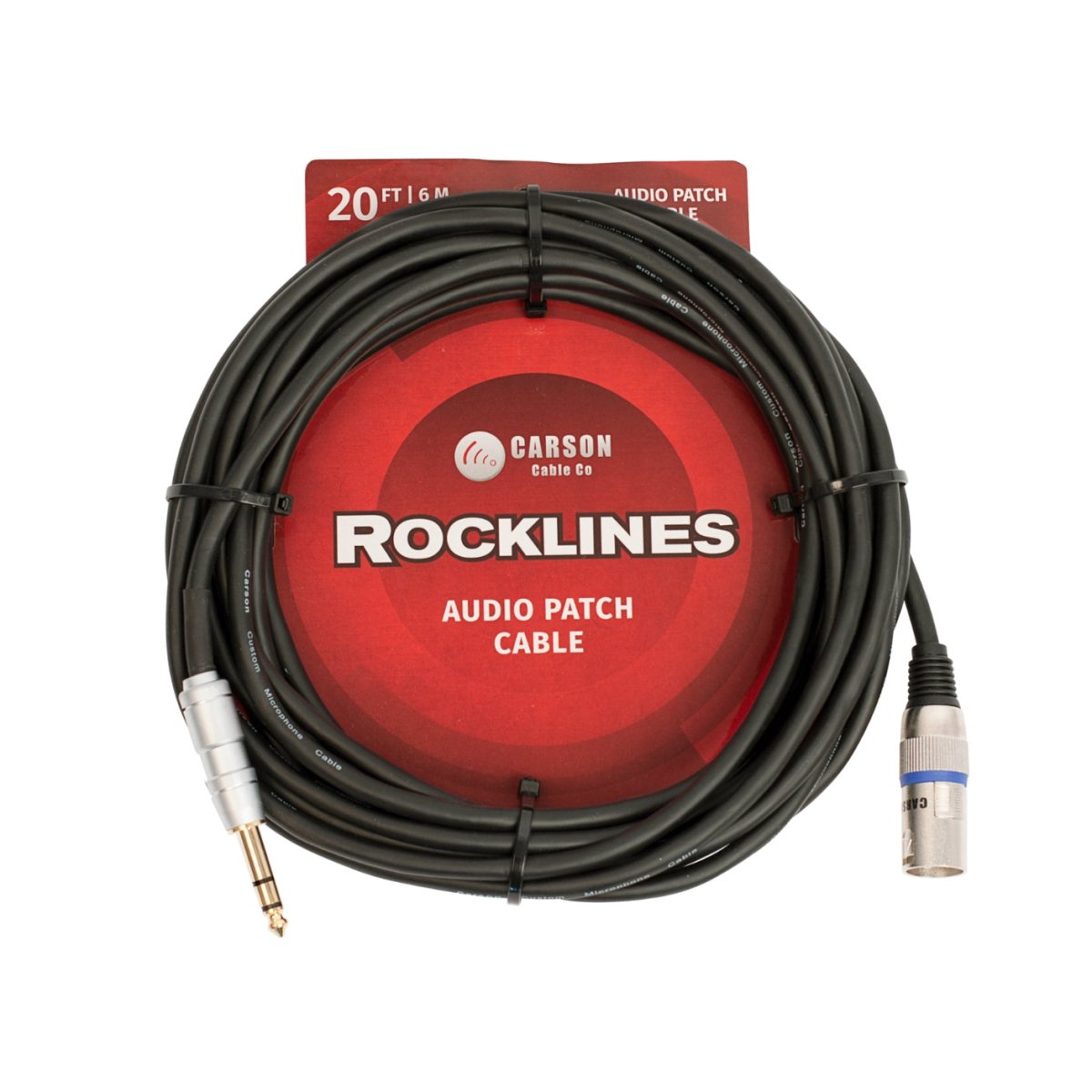 Carson Rocklines 20ft/6m Balanced TRS-Male XLR Cable Audio Cables Sky Music