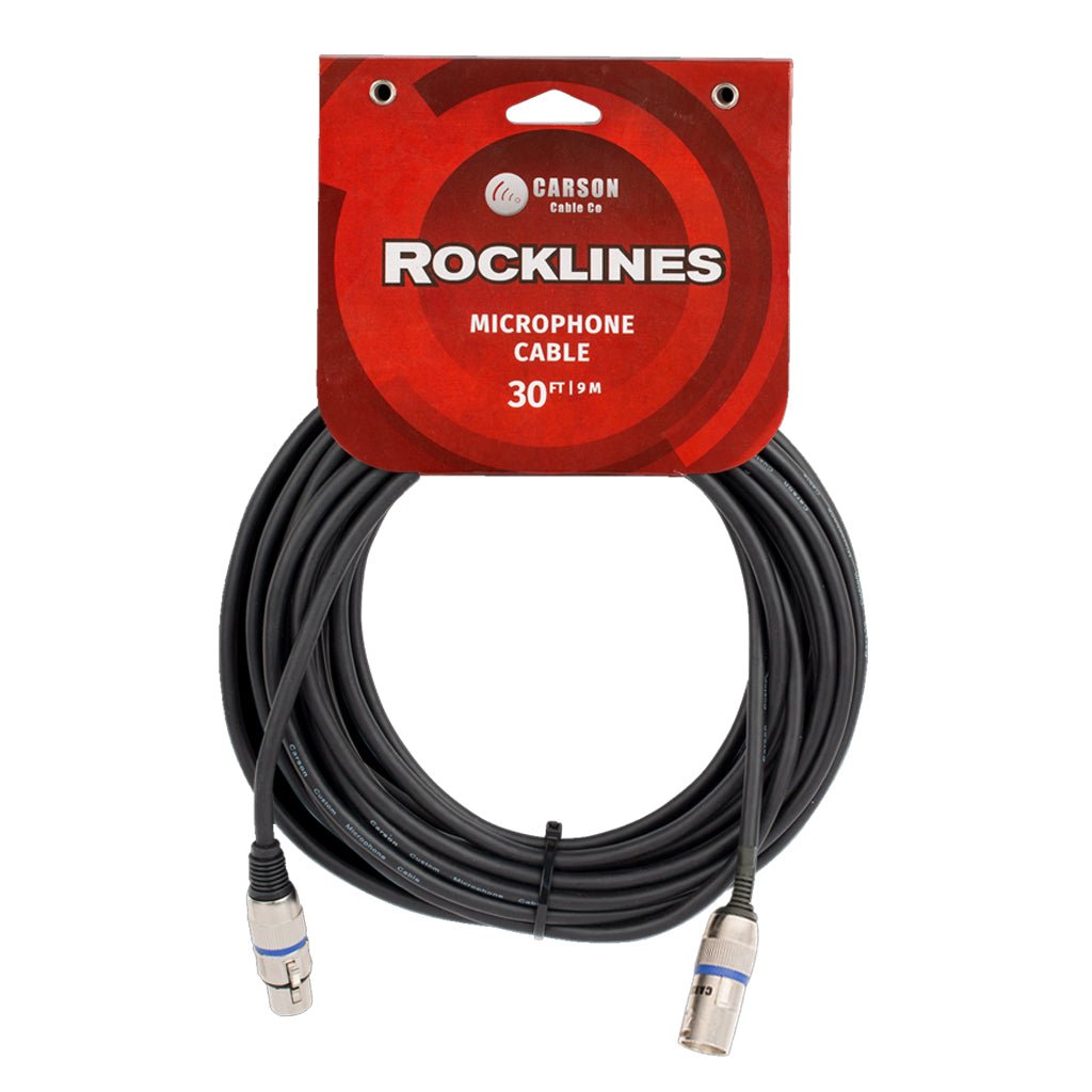 Carson Rocklines 30 ft Microphone/Audio Cable - Black Audio Cables Sky Music