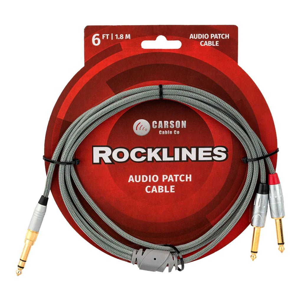 Carson Rocklines 3.5mm Stereo > 2x 6.3mm Mono Cable 6ft Audio Cables Sky Music