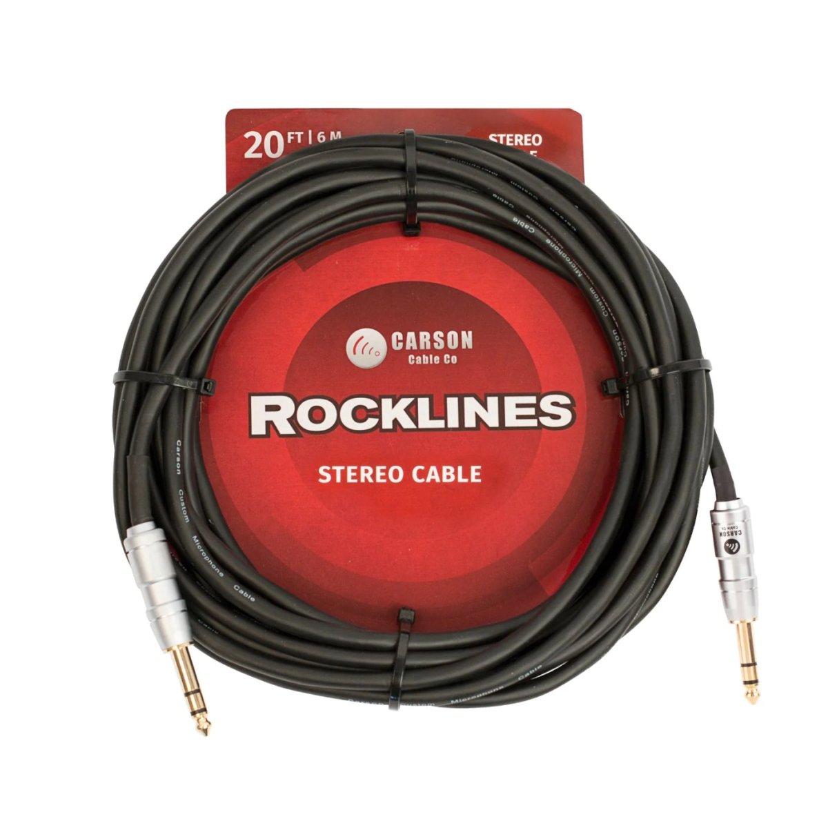 Carson Rocklines TRS to TRS Stereo Instrument Cable 20ft Audio Cables Sky Music