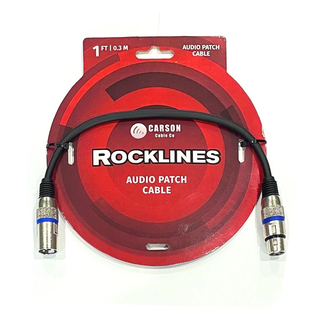 Carson Rocklines - XLR (F) to XLR (M) Audio Patch Cable - 1ft Cables Sky Music