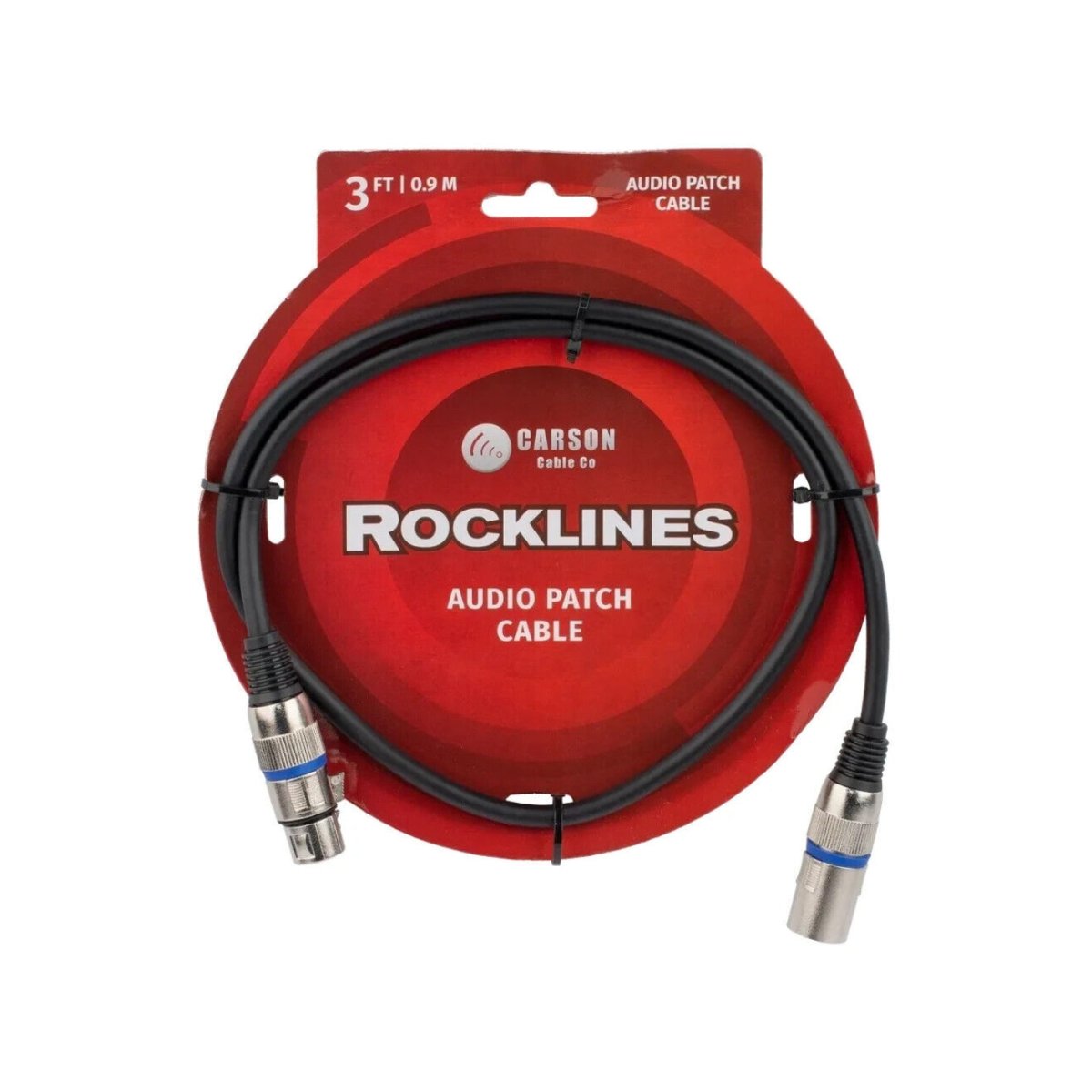 Carson Rocklines - XLR (F) to XLR (M) Audio Patch Cable 3ft Cables Sky Music
