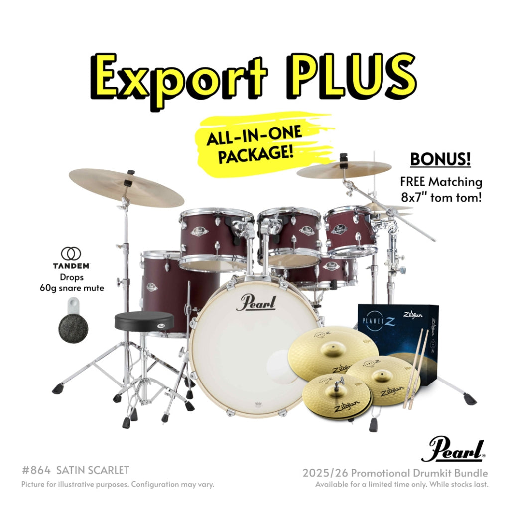 Pearl - Export Plus 5pc 20" Fusion Drum Kit with Zildjian Cymbals - Satin Scarlet