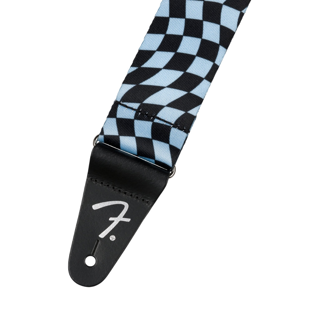 Fender - Wavy Checkerboard Guitar Strap - Blue and Black, 2"