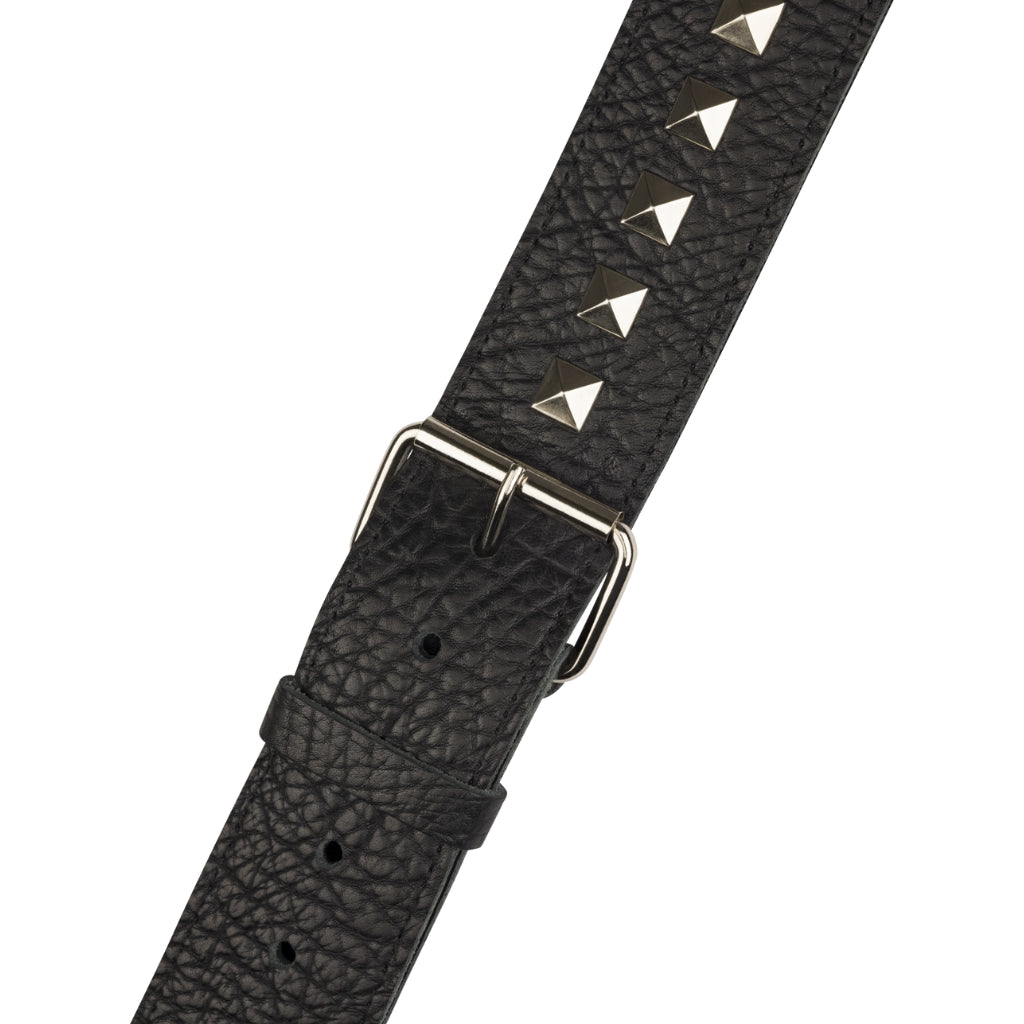 Jackson - Metal Stud Leather Strap - Black, 2.5"
