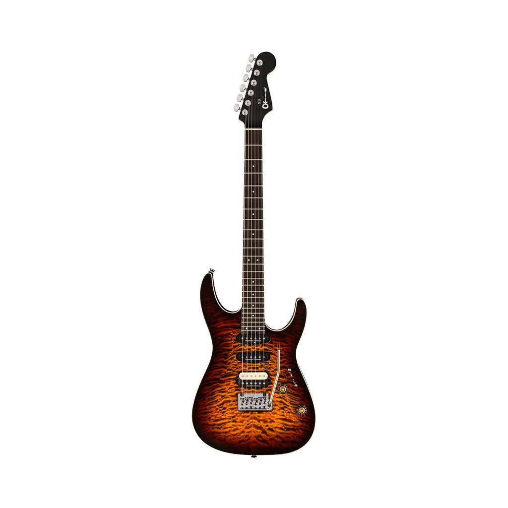 Charvel Pro-Mod Plus Dinky DK24 HSS 2PT EB QM Electric Guitar - Amber Tiger Eye Electric Guitars Sky Music