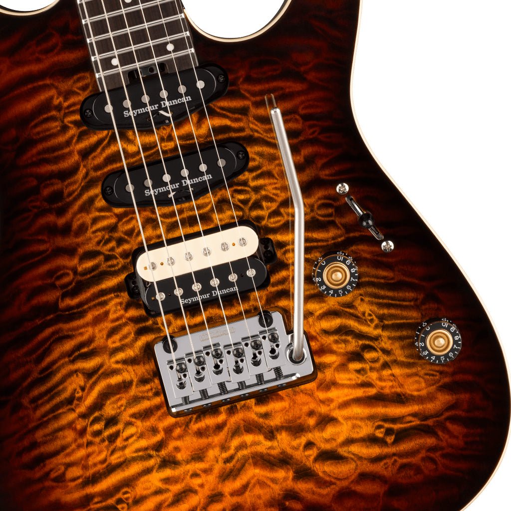 Charvel Pro-Mod Plus Dinky DK24 HSS 2PT EB QM Electric Guitar - Amber Tiger Eye Electric Guitars Sky Music