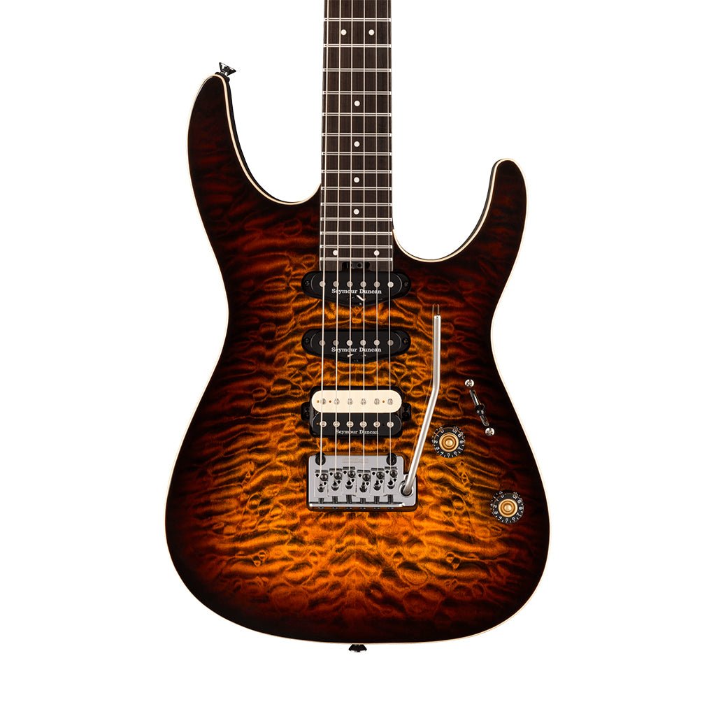 Charvel Pro-Mod Plus Dinky DK24 HSS 2PT EB QM Electric Guitar - Amber Tiger Eye Electric Guitars Sky Music