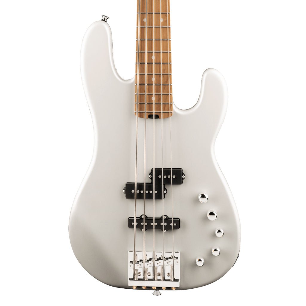 Charvel Pro-Mod San Dimas Bass PJ V, Caramelized Maple Fingerboard - Platinum Pearl Bass Guitars Sky Music