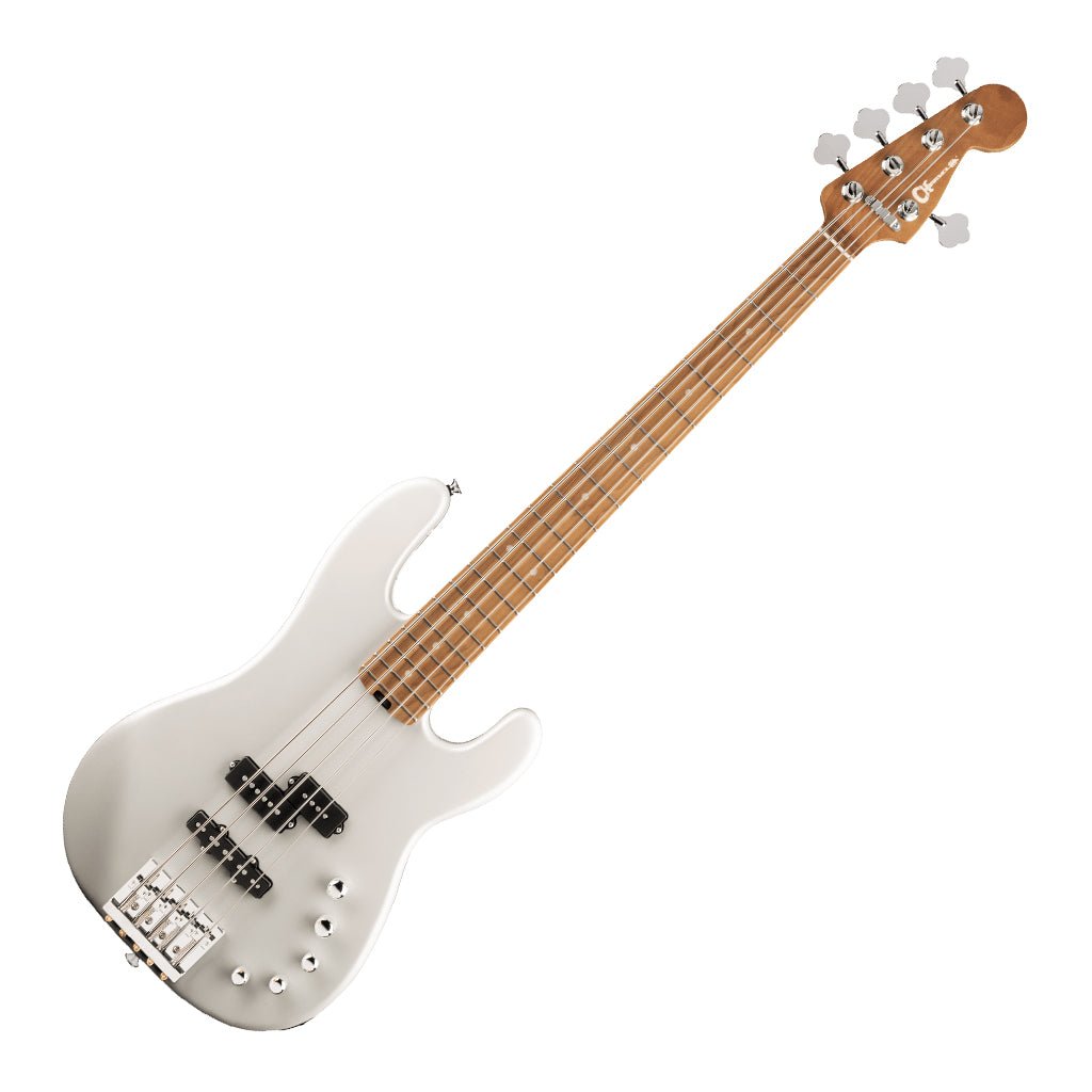 Charvel Pro-Mod San Dimas Bass PJ V, Caramelized Maple Fingerboard - Platinum Pearl Bass Guitars Sky Music