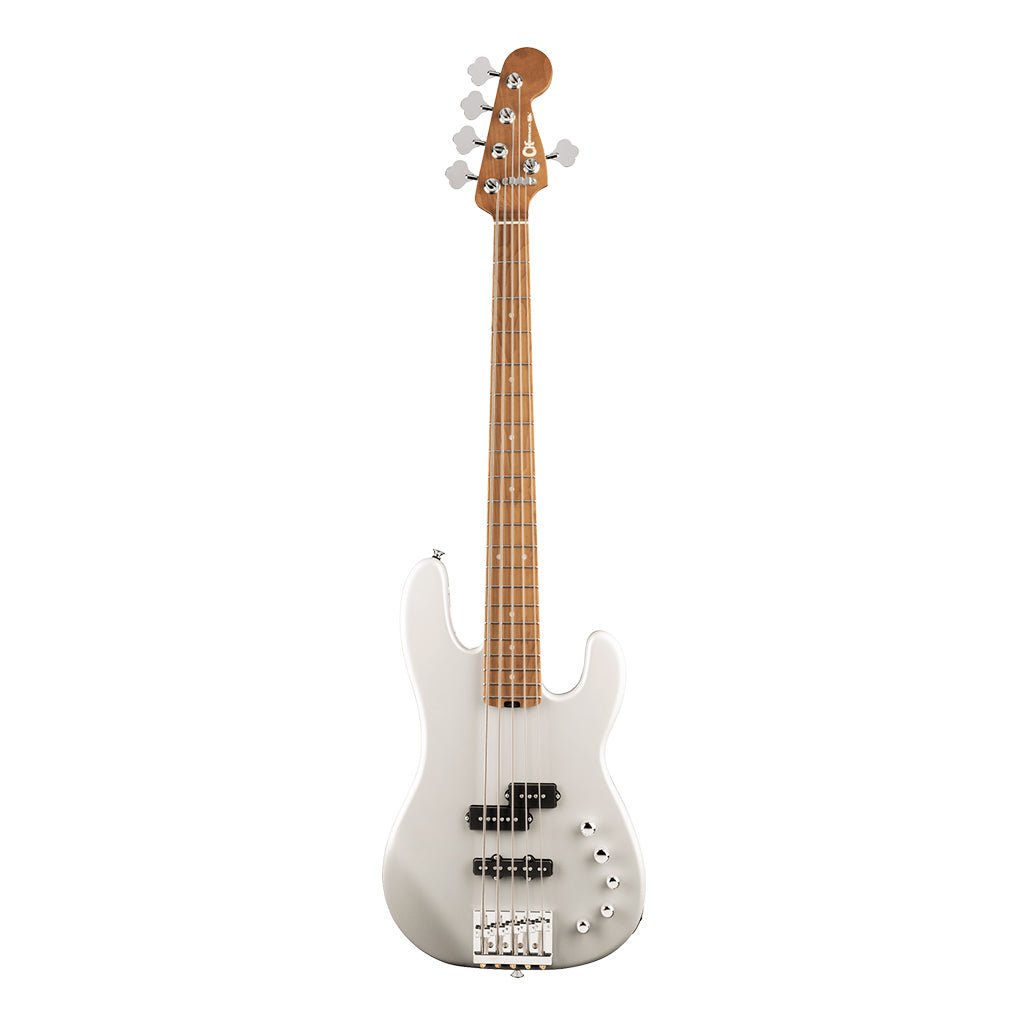 Charvel Pro-Mod San Dimas Bass PJ V, Caramelized Maple Fingerboard - Platinum Pearl Bass Guitars Sky Music