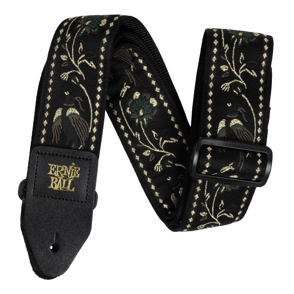 Classic Jacquard Guitar/Bass Strap - Black Pleasant Pheasant Guitar Straps Sky Music